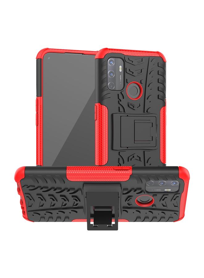 S-TOP Case For OPPO A53 / A32 Tire Texture Shockproof TPU+PC Protective Case with Holder - Image 1