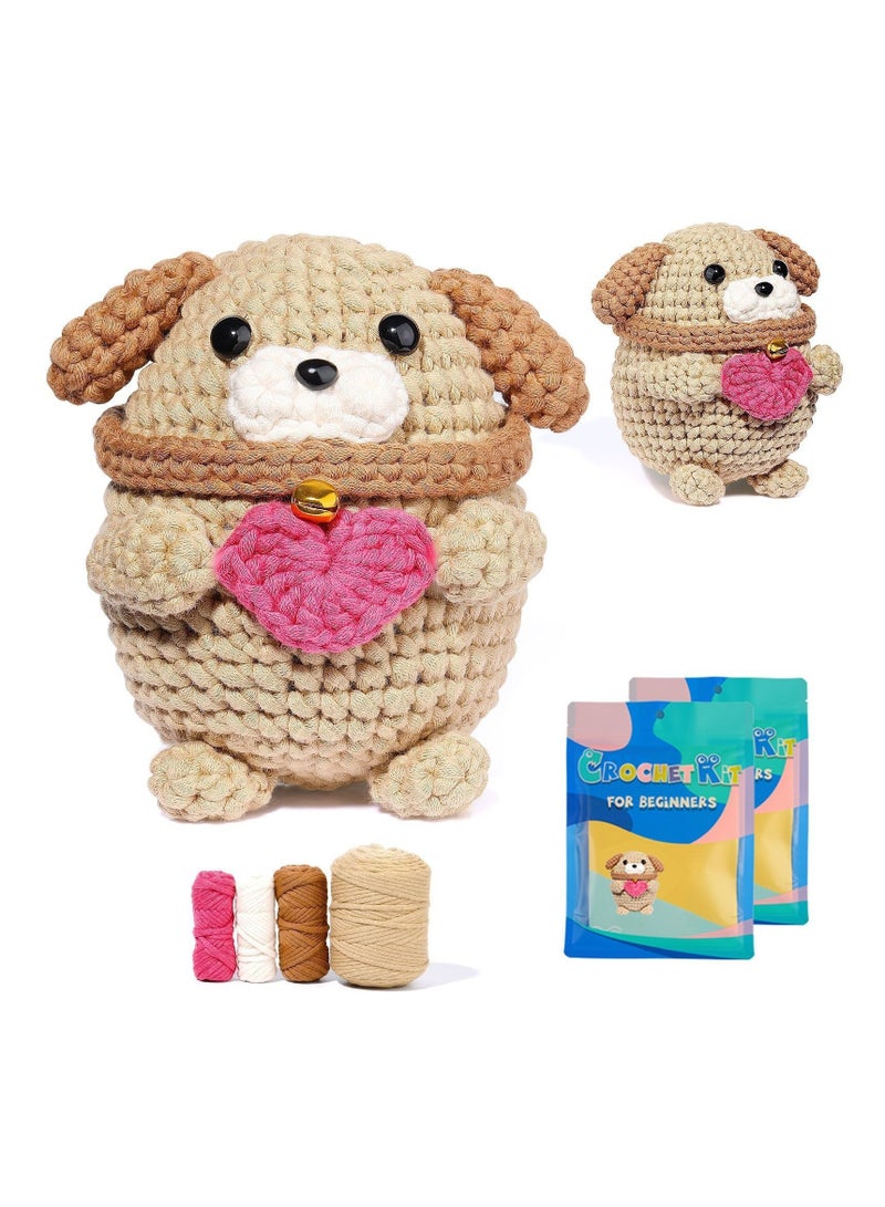 Arabest Crochet Stuffed Cotton Puppy, Doll Ornaments, Hand-Woven, DIY Knitting Material Package,Beginner Yarn, Easy Yarn, Beginner Yarn for Crocheting, Yarn for Beginner Crocheting with Easy-to-See Stitches - Image 1