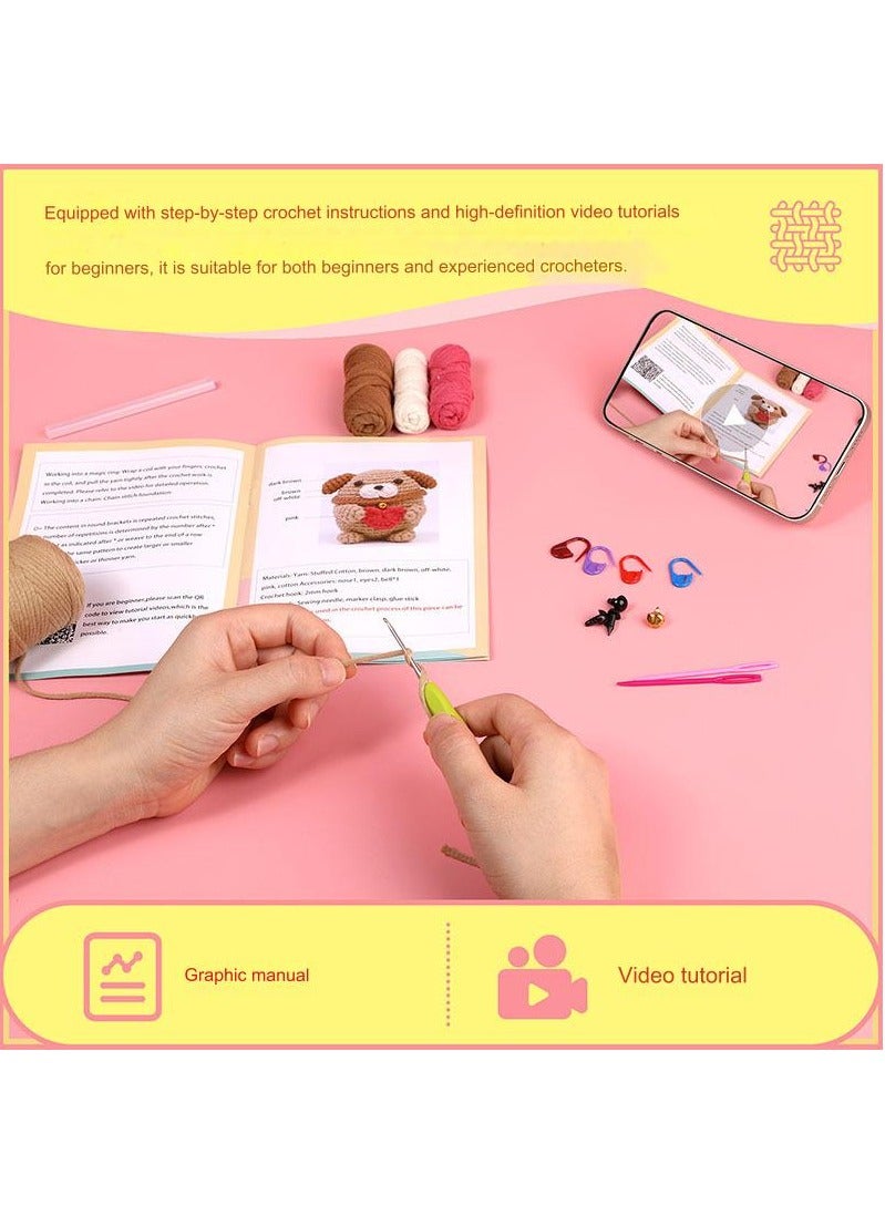 Arabest Crochet Stuffed Cotton Puppy, Doll Ornaments, Hand-Woven, DIY Knitting Material Package,Beginner Yarn, Easy Yarn, Beginner Yarn for Crocheting, Yarn for Beginner Crocheting with Easy-to-See Stitches - Image 4