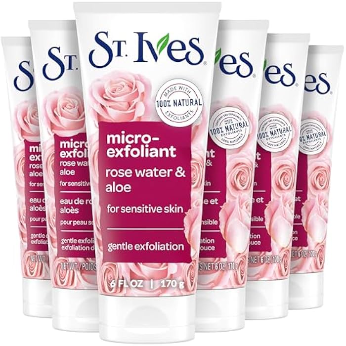 St. Ives Gentle Smoothing Face Scrub, Rose Water & Aloe Vera Exfoliator, Facial Scrub Made with 100% Natural Exfoliants, Paraben Free, Oil-Free, Dermatologist Tested 6 oz, 6 Pack - Image 1