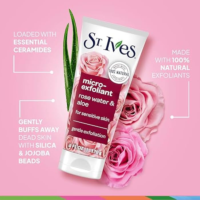 St. Ives Gentle Smoothing Face Scrub, Rose Water & Aloe Vera Exfoliator, Facial Scrub Made with 100% Natural Exfoliants, Paraben Free, Oil-Free, Dermatologist Tested 6 oz, 6 Pack - Image 4