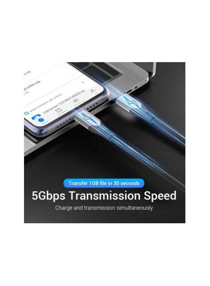 Vention USB-C to USB-C 3.1 Cable 1M Gray, 60W 5Gbps 4K Video Output, Durable Cotton Braided Type-C Cable 3A Output – Compatible with iPhone 15/Pro/Plus/Pro Max, MacBook, iPad Pro/Air/Mini, Galaxy - Image 5