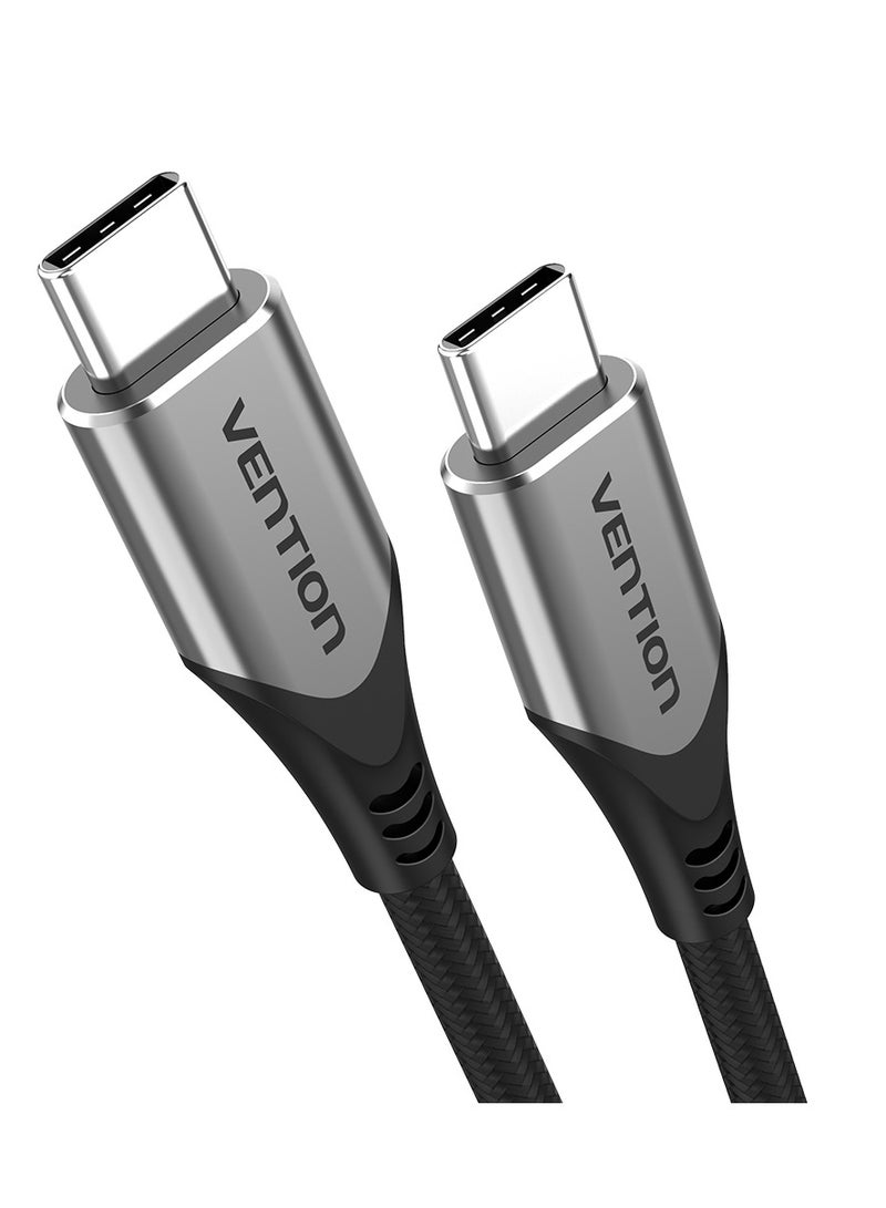 Vention USB-C to USB-C 3.1 Cable 1M Gray, 60W 5Gbps 4K Video Output, Durable Cotton Braided Type-C Cable 3A Output – Compatible with iPhone 15/Pro/Plus/Pro Max, MacBook, iPad Pro/Air/Mini, Galaxy - Image 1