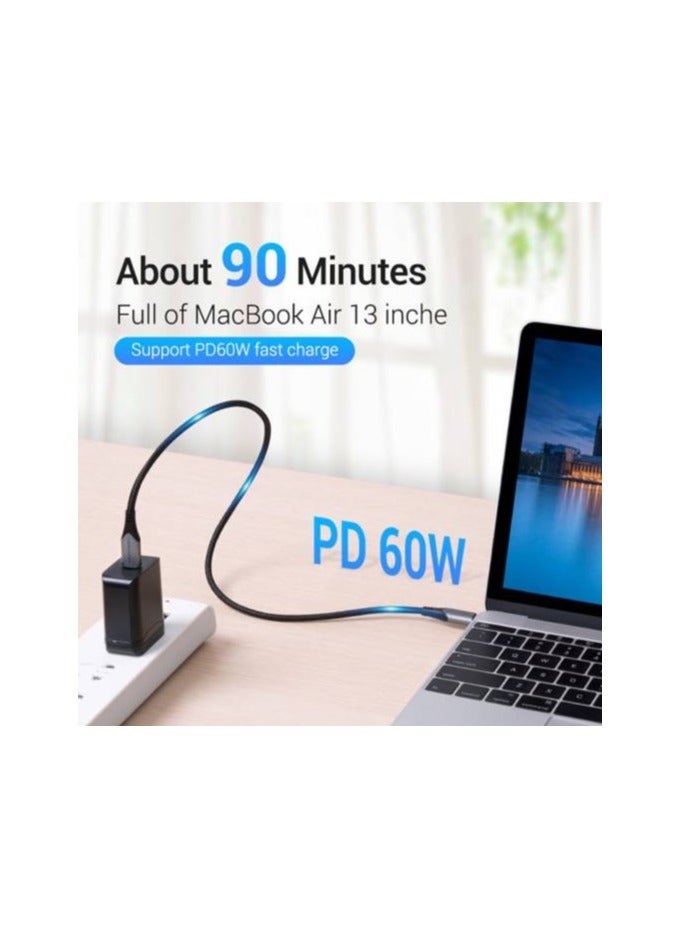 Vention USB-C to USB-C 3.1 Cable 1M Gray, 60W 5Gbps 4K Video Output, Durable Cotton Braided Type-C Cable 3A Output – Compatible with iPhone 15/Pro/Plus/Pro Max, MacBook, iPad Pro/Air/Mini, Galaxy - Image 3