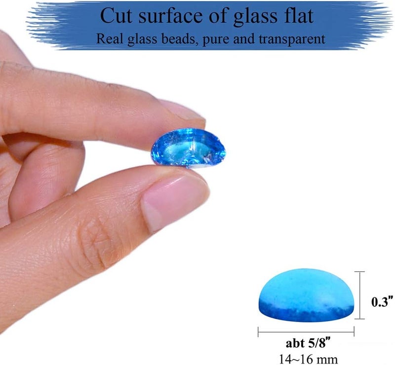 KINGOU Flat Glass Gems/Beads/Stones for Vase Filler, Table Scatter, Games - Aqua Blue 1 Lbs (14-16mm, Approx. 5/8") - Image 5