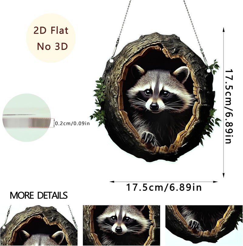 thmnj Little Raccoon Ornaments Colorful Window Hanging Decorations Home Wall Decor for Bedroom Patio Indoor Outdoor - Image 2