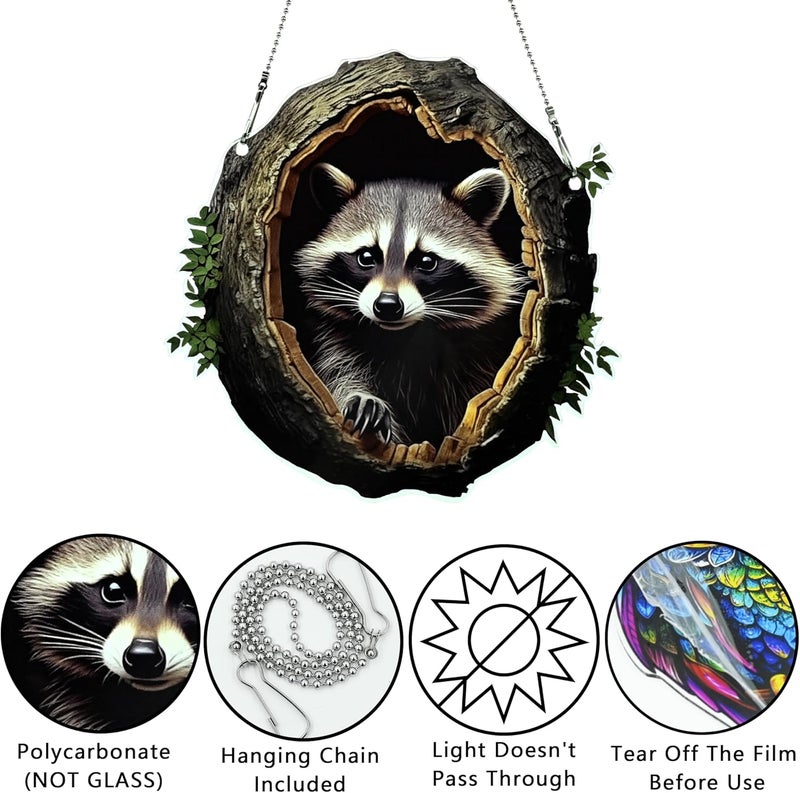 thmnj Little Raccoon Ornaments Colorful Window Hanging Decorations Home Wall Decor for Bedroom Patio Indoor Outdoor - Image 3