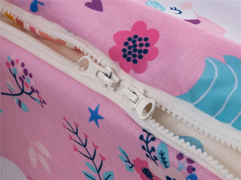 NTBED Unicorn Printed Zipper Bedding Sets Twin Lightweight Microfiber Floral Comforter Set with Fitted Sheet Pillow Covers,Pink - Image 5