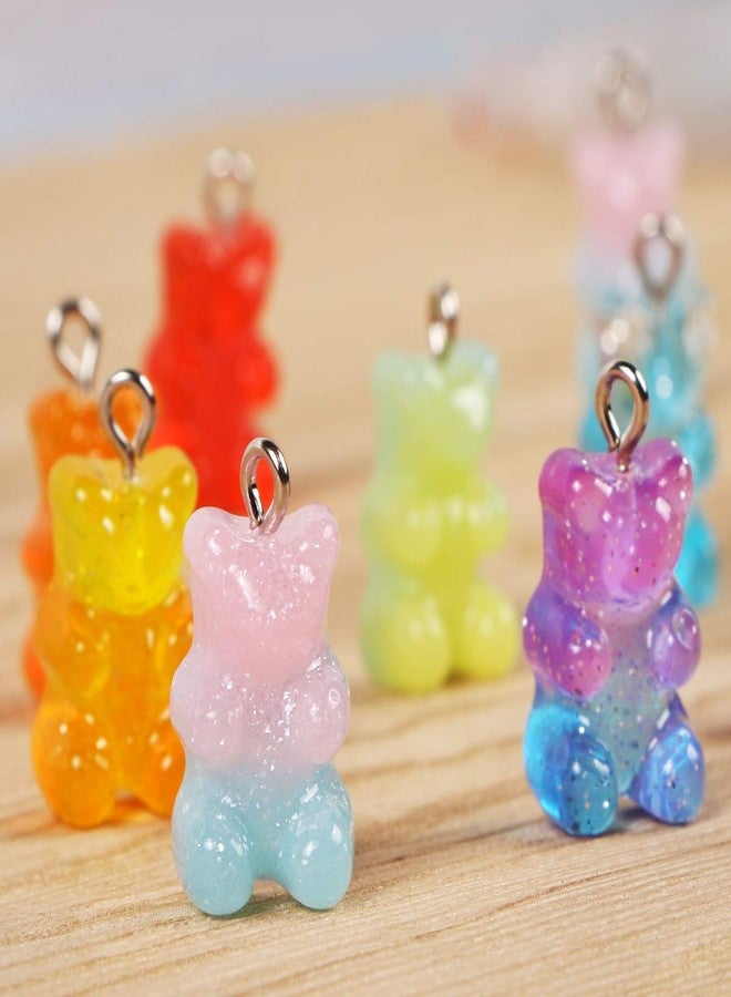 CCOZN 32 Piece Resin Gummy Bear Pendants, 16 Color Candy Charm Keychains for DIY Jewelry Making - Image 3