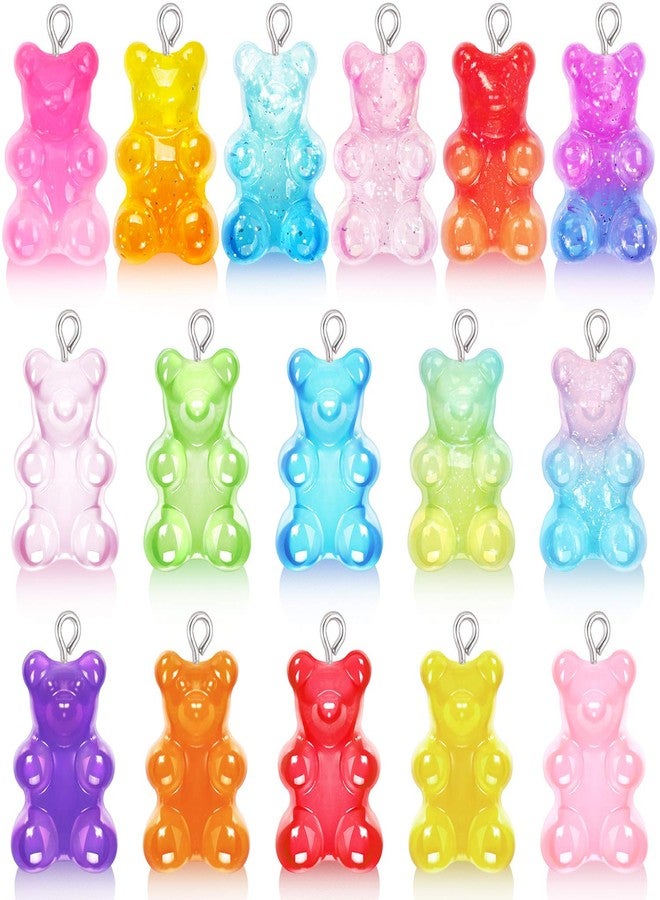 CCOZN 32 Piece Resin Gummy Bear Pendants, 16 Color Candy Charm Keychains for DIY Jewelry Making - Image 1
