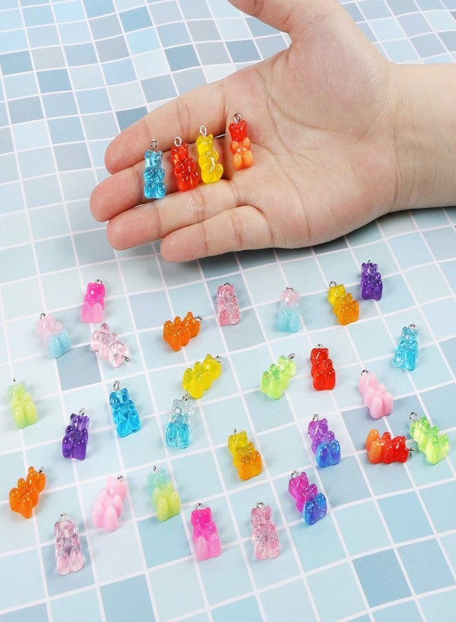 CCOZN 32 Piece Resin Gummy Bear Pendants, 16 Color Candy Charm Keychains for DIY Jewelry Making - Image 4