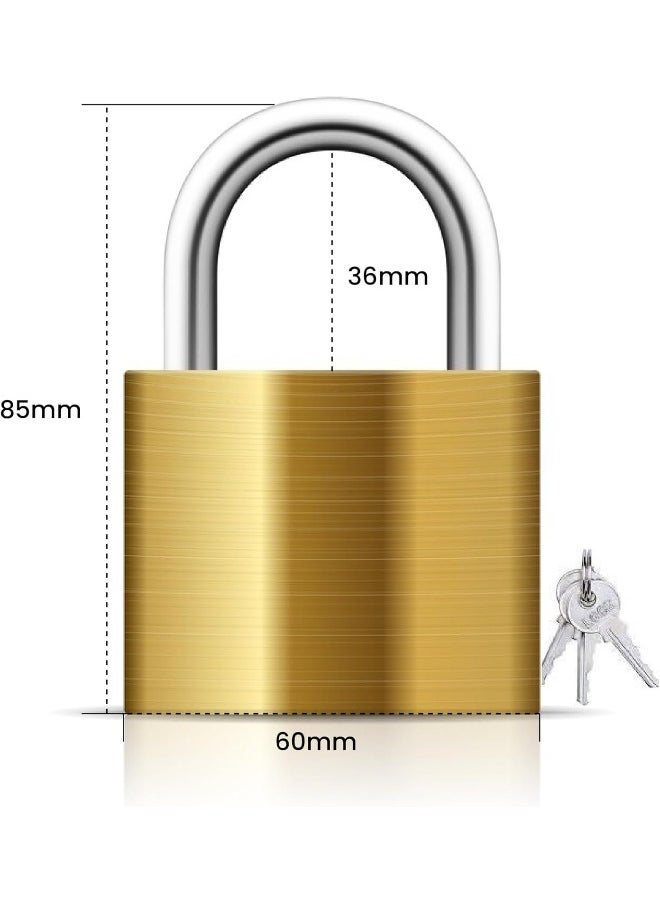 Biella Shackle Padlock With Keys - Outdoor Security Padlock For Shed, Luggage Lock, Backpack, Gym Locker Lock, Suitcase Lockgarage. (63Mm)  - Image 2
