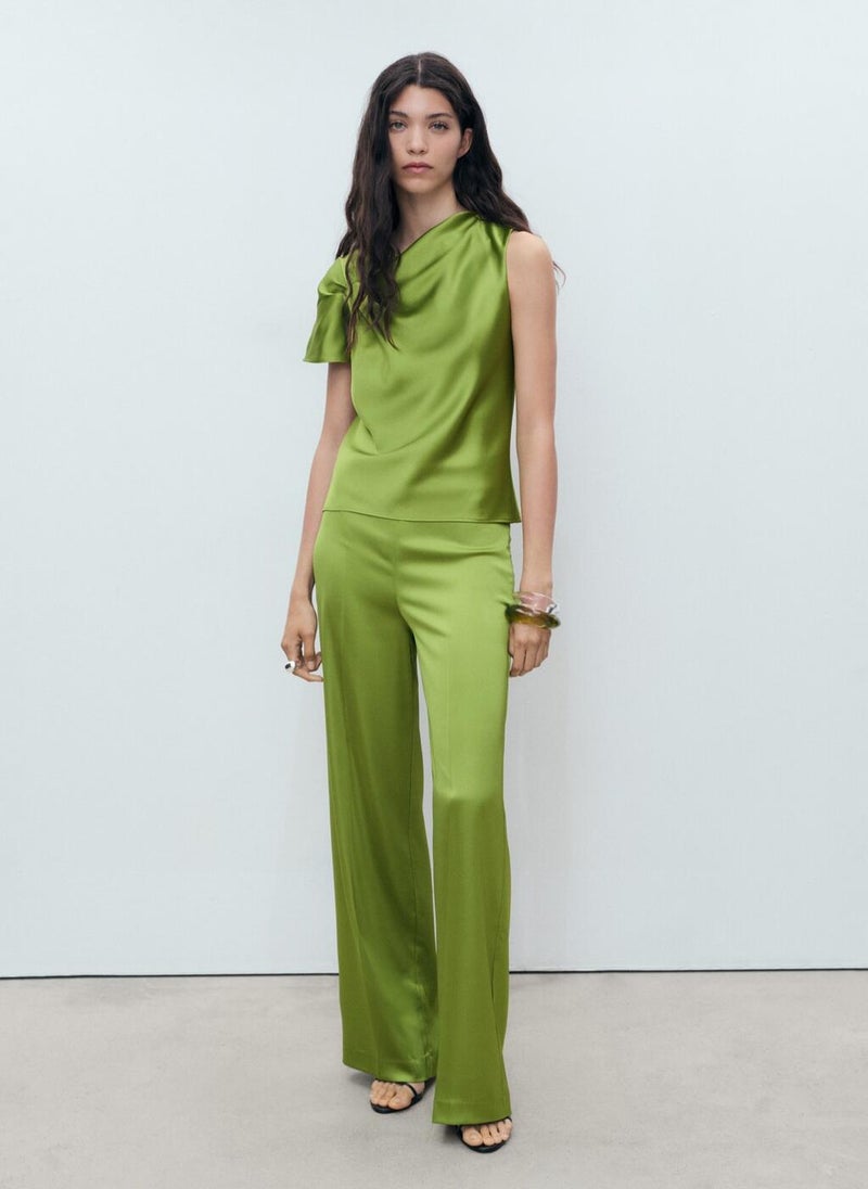 MANGO Satin Shirt With Draped Detail  - Image 5
