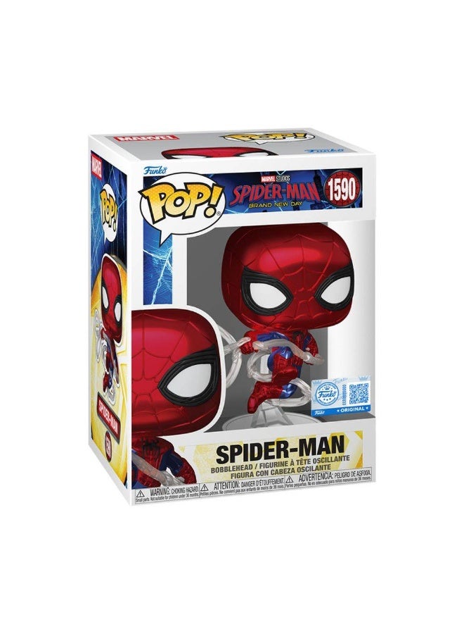 Funko POP! Marvel Spider-Man Brand New Day Spider-Man (Metallic) Vinyl Bobblehead (10.2 cm) - Image 1