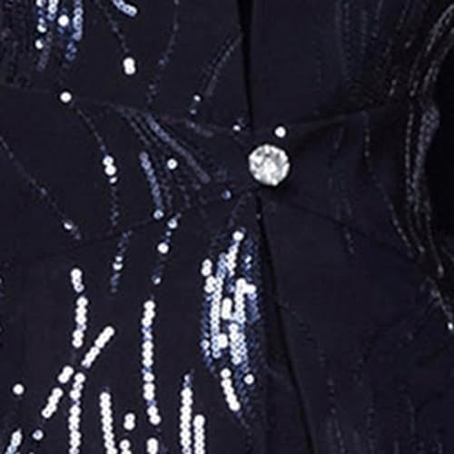 Alex Evenings Women's Tea Length Mock Jacket Dress with Button Front, Navy Sequin, 14 - Image 4