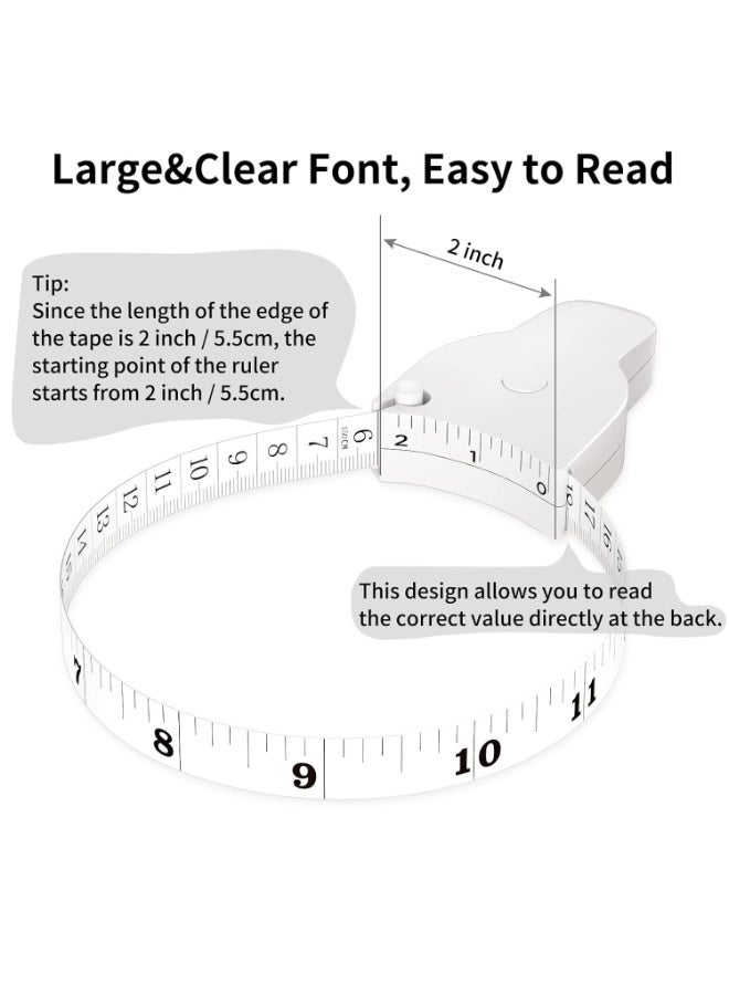 Sunspire Body Measurement Tape 60 Inch (Approx. 152.4 cm) Weight Loss Retractable Tape Measure with Locking Pin and Button for Fitness, Tailoring, Sewing White - Image 2
