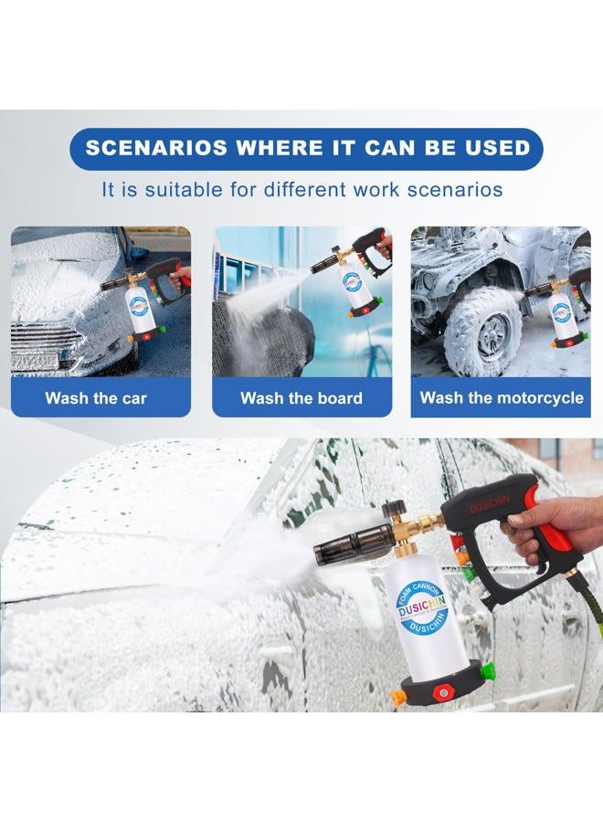DUSICHIN Foam Cannon Snow Foam Lance Dual Ended Shift Valve For Pressure Washer, 5 Nozzle Tip Holder Dual Connector Wide Mouth Soap Cannon 5 Power Washer Sprayer Nozzles 1/4" Quick Connect Soap Cannon - Image 5