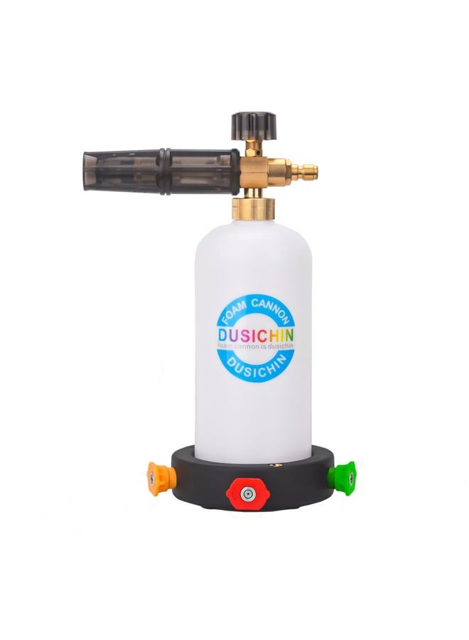 DUSICHIN Foam Cannon Snow Foam Lance Dual Ended Shift Valve For Pressure Washer, 5 Nozzle Tip Holder Dual Connector Wide Mouth Soap Cannon 5 Power Washer Sprayer Nozzles 1/4" Quick Connect Soap Cannon - Image 1