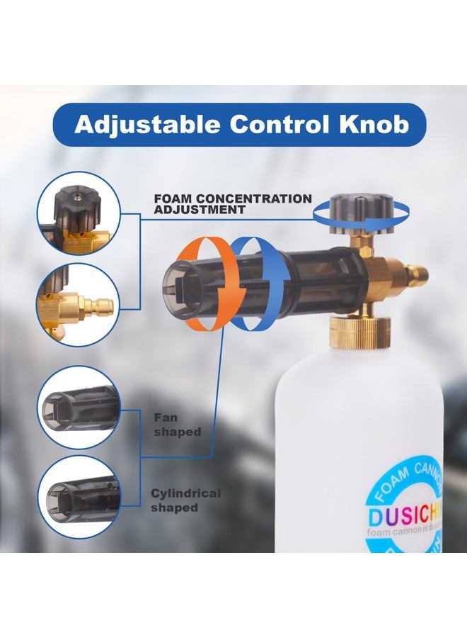 DUSICHIN Foam Cannon Snow Foam Lance Dual Ended Shift Valve For Pressure Washer, 5 Nozzle Tip Holder Dual Connector Wide Mouth Soap Cannon 5 Power Washer Sprayer Nozzles 1/4" Quick Connect Soap Cannon - Image 4