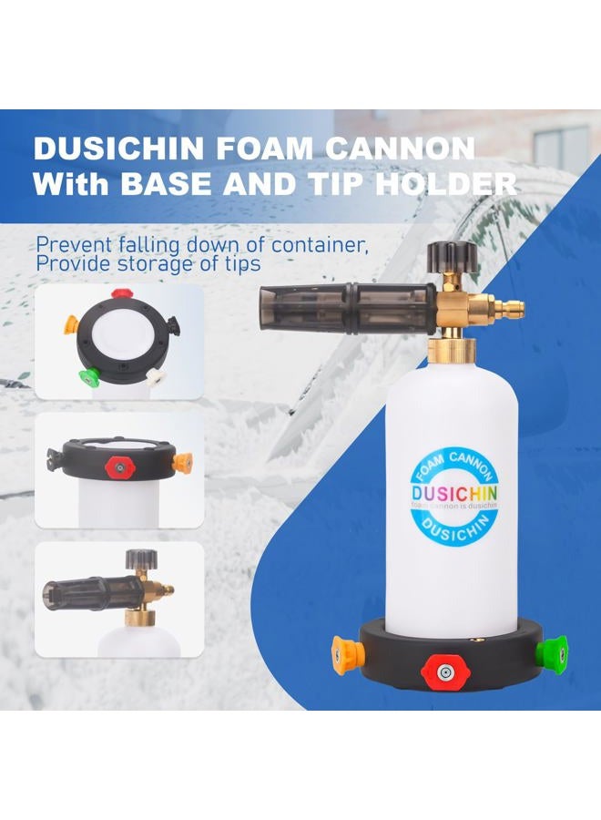 DUSICHIN Foam Cannon Snow Foam Lance Dual Ended Shift Valve For Pressure Washer, 5 Nozzle Tip Holder Dual Connector Wide Mouth Soap Cannon 5 Power Washer Sprayer Nozzles 1/4" Quick Connect Soap Cannon - Image 2