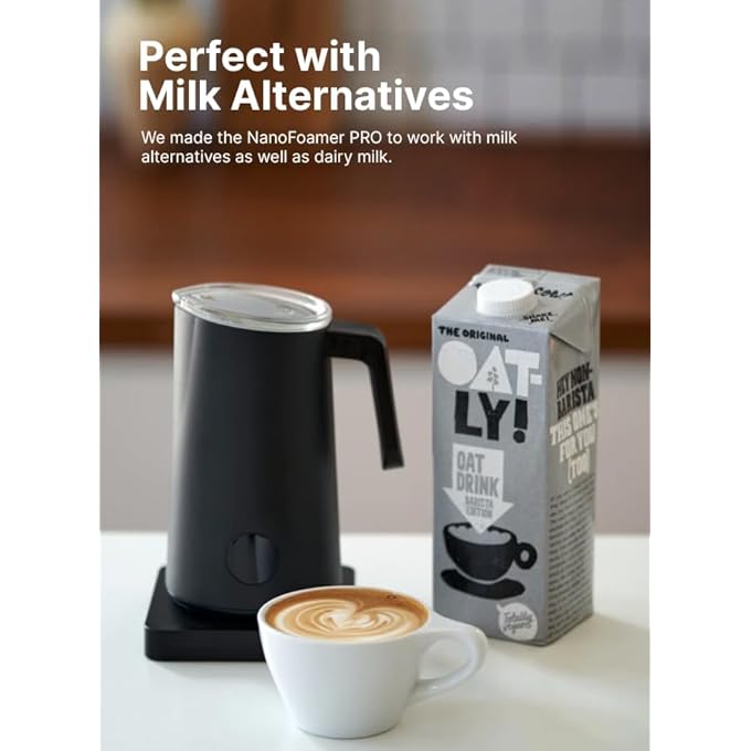 subminimal Nanofoamer Pro HandsFree Milk Foamer Superfine Smoothest Milk Heating  Foaming For Dairy  PlantBased Milks For Barista Amateurs Home Bar Office Use 220 AC Connection  Black - Image 2