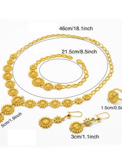 Al Aoyama Gold Color Long Chain Necklace Rings Bracelets Earrings Set for Lady Wedding Bridal Copper Jewelry Set Party Gifts  - Image 3