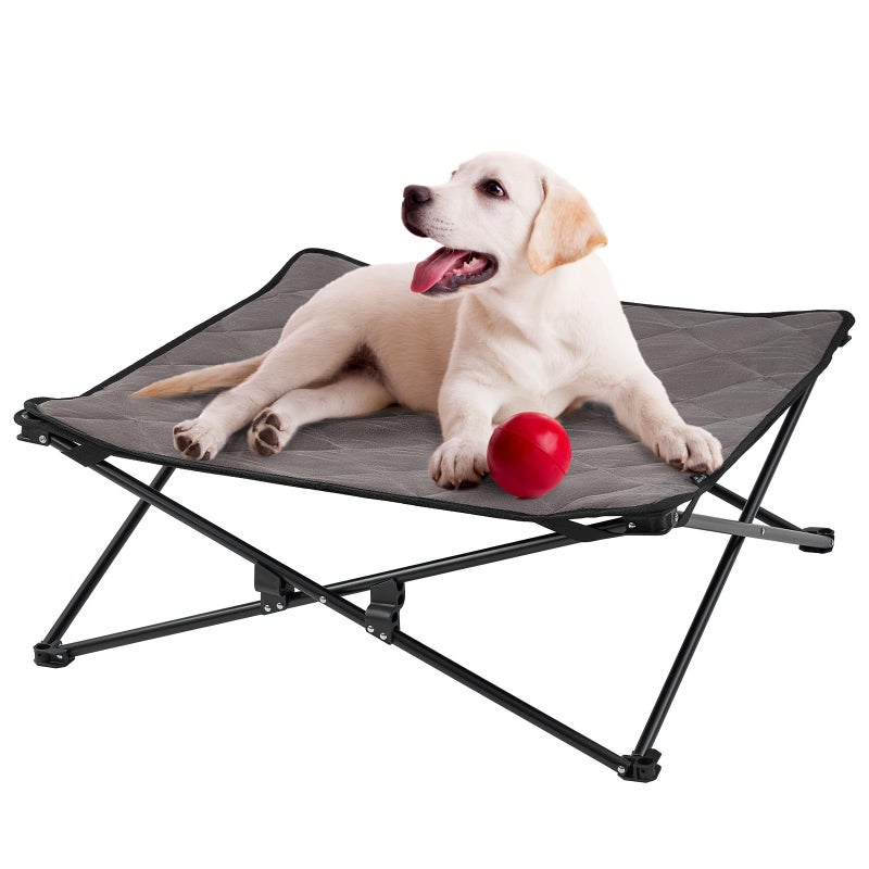 KingCamp Elevated Dog Bed for Medium Dogs Raised Outdoor Indoor Portable Cooling Cot Lifted Pet Hammock off Ground with Washable Breathable Mesh Frame with Non Slip Foot for Camping Backyard Black