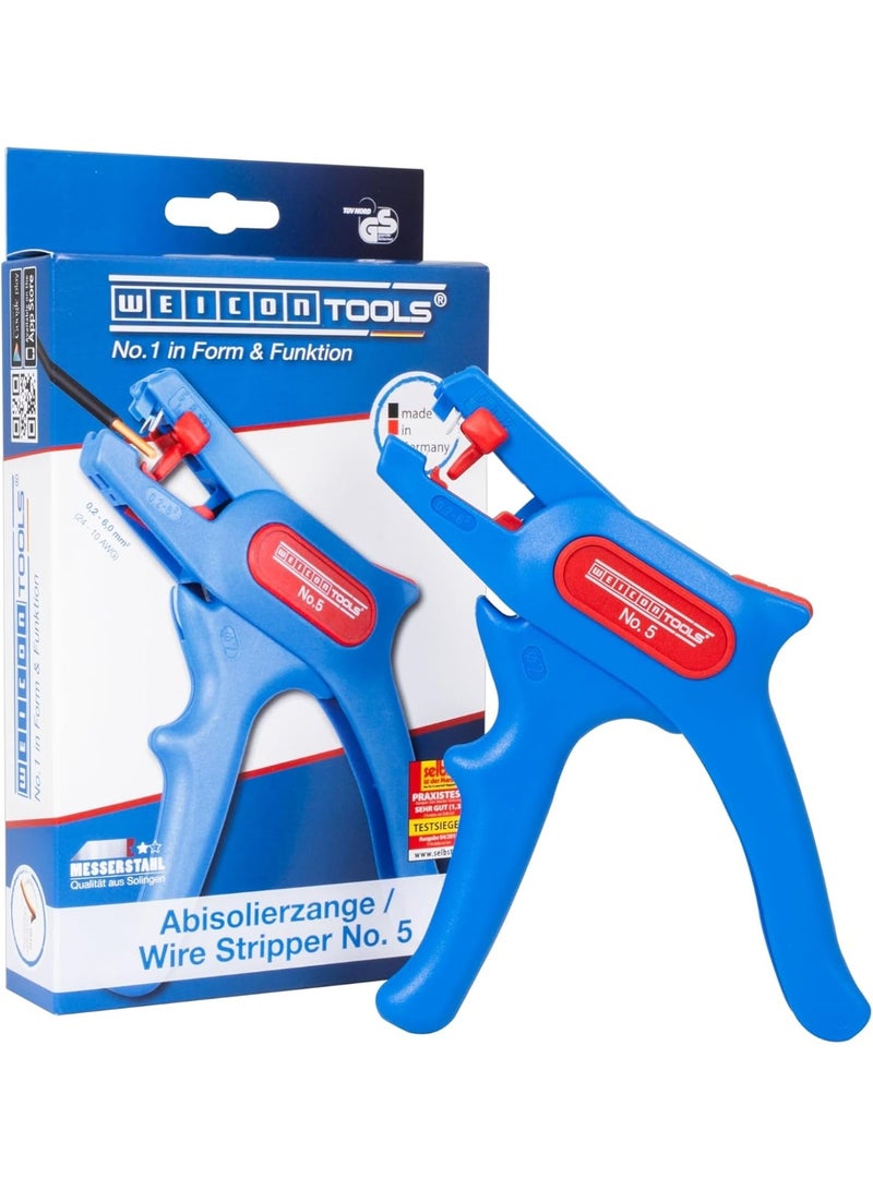 Weicon Wire Stripper No. 5 | wire stripper adjustable 0.2-6.0 mm² (24-10 AWG) | wire stripping pliers with side cutter up to 2.0 mm | For round cables - Image 1