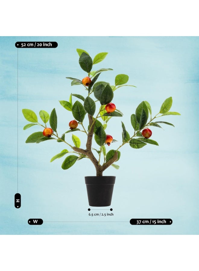 LATIFA Artificial Pomegranate Tree, 51cm Fake Green Plant with Fruits, in Plastic Pot - Image 2