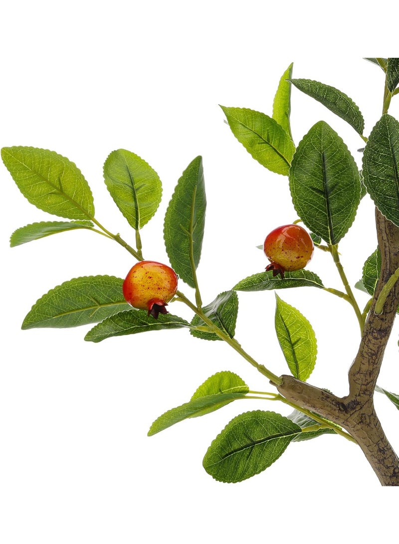 LATIFA Artificial Pomegranate Tree, 51cm Fake Green Plant with Fruits, in Plastic Pot - Image 3