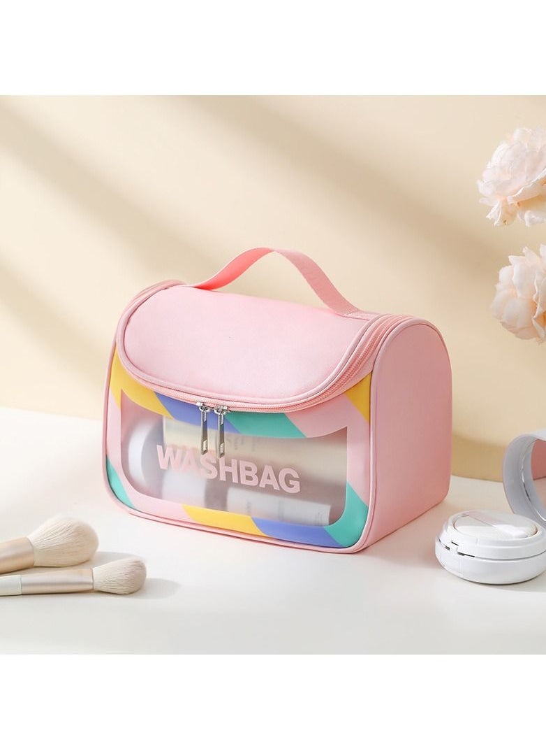 Swift Travel Toiletry Bag for women, Waterproof Cosmetic Wash Bag with Handy Handle, Large Capacity Makeup Cosmetic Bag Pink 
