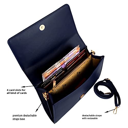 ALSU Women's trendy Sling Bag | handbag | purse | crossbody bag| side bag| deattachable straps| adjustable straps |card slots | phone pocket| zipper pocket| embossed design (Blue) - Image 4