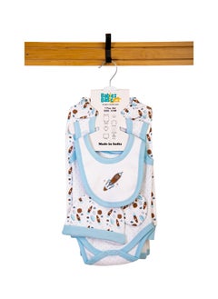 7 Piece Unisex 100% Cotton Gift Set Include Bib, Blanket, Mitten, Cap, Romper, Top And Bottom Set, Blue
