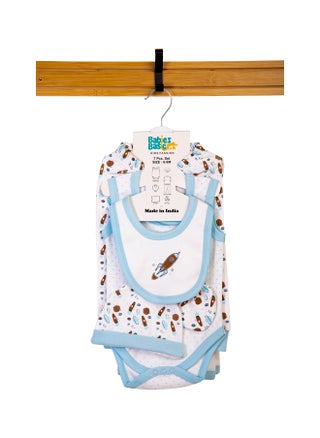 7 Piece Unisex 100% Cotton Gift Set Include Bib, Blanket, Mitten, Cap, Romper, Top And Bottom Set, Blue - pzsku/Z2C55A197D20B188056A8Z/45/_/1722326416/72fef0e9-438f-49d7-816a-b2fb36c1cdf5
