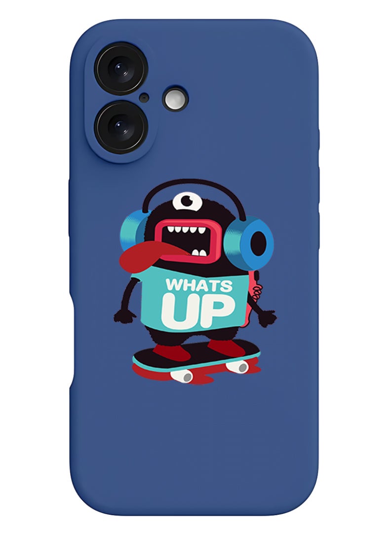 Theodor iPhone 16 Plus Blue Protective Slim Fit Case Liquid Silicone Cover with Full Body Protection Anti-Scratch Shockproof Case For iPhone - whats up - Image 1