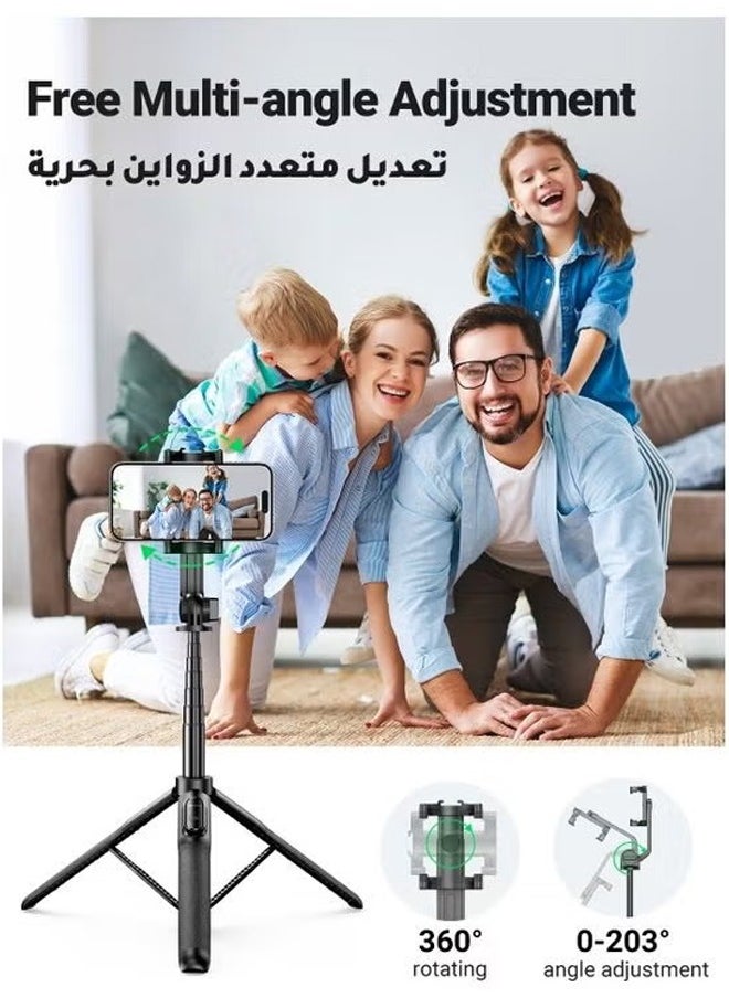 MOG - Mog Selfie Stick Tripod Stand 60 inch/106cm Extendable Phone Tripod Alloy Camera Stand with Bluetooth Remote Shutter All in One Tripod Compatible with All Phones including the latest iPhone 15 series, - Image 1