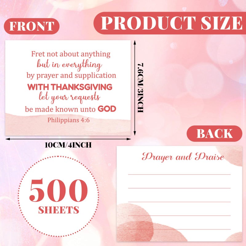 Moinchore 500 Pcs Christian Prayer Request Cards 3x4 Inch Religious Bible Verse Prayer and Praise Cards with Inspirational Scripture Unique Church Gifts, Philippians 4:6 - Image 2