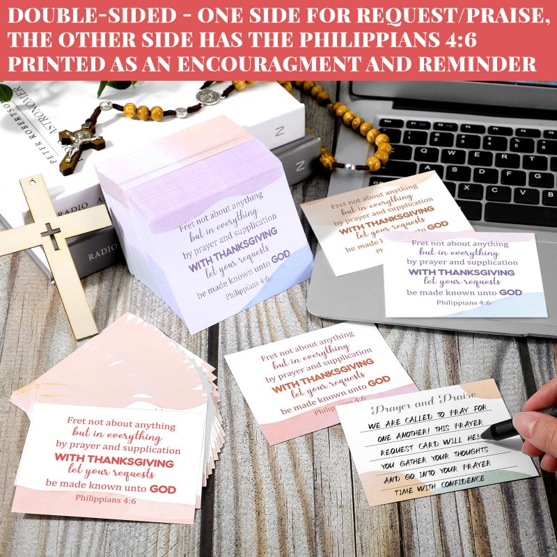 Moinchore 500 Pcs Christian Prayer Request Cards 3x4 Inch Religious Bible Verse Prayer and Praise Cards with Inspirational Scripture Unique Church Gifts, Philippians 4:6 - Image 4