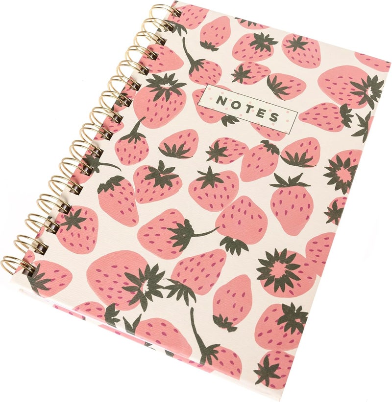 Graphique Hardbound Spiral Journal, 160 Ruled Pages Hard Cover Notebook, Diary, Lists, Record Month and Date, Premium Paper, Pink Strawberries, 6” x 8” - Image 4