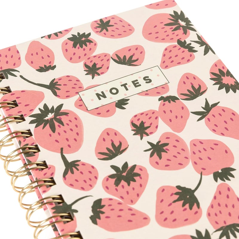 Graphique Hardbound Spiral Journal, 160 Ruled Pages Hard Cover Notebook, Diary, Lists, Record Month and Date, Premium Paper, Pink Strawberries, 6” x 8” - Image 3