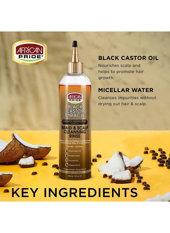 African Pride Black Castor Miracle Braid & Scalp Cleansing Rinse - Removes Build Up & Soothes Scalp, No Frizz, Contains Black Castor Oil, Micellar Water, Coconut Oil, Peppermint Oil, 12 Oz (3 Pack)  - Image 3