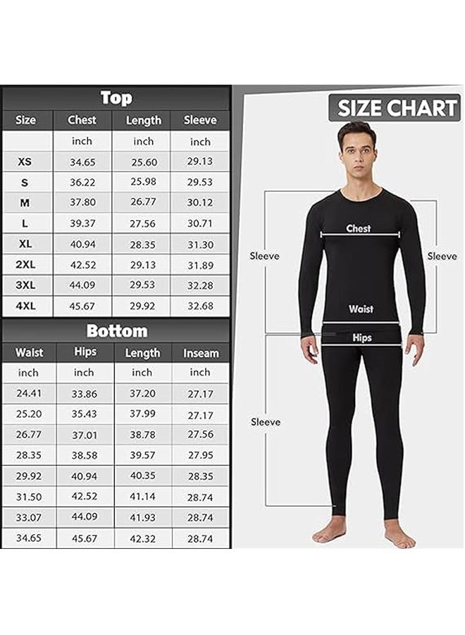 Men Thermal Underwear Set, Men Thermal Base Layer Long Sleeve pajama, Thermal Long Johns Top & Bottom Set,Compression, Cycling, Skiing, Training, Hiking, Outdoor Sports （XXL）