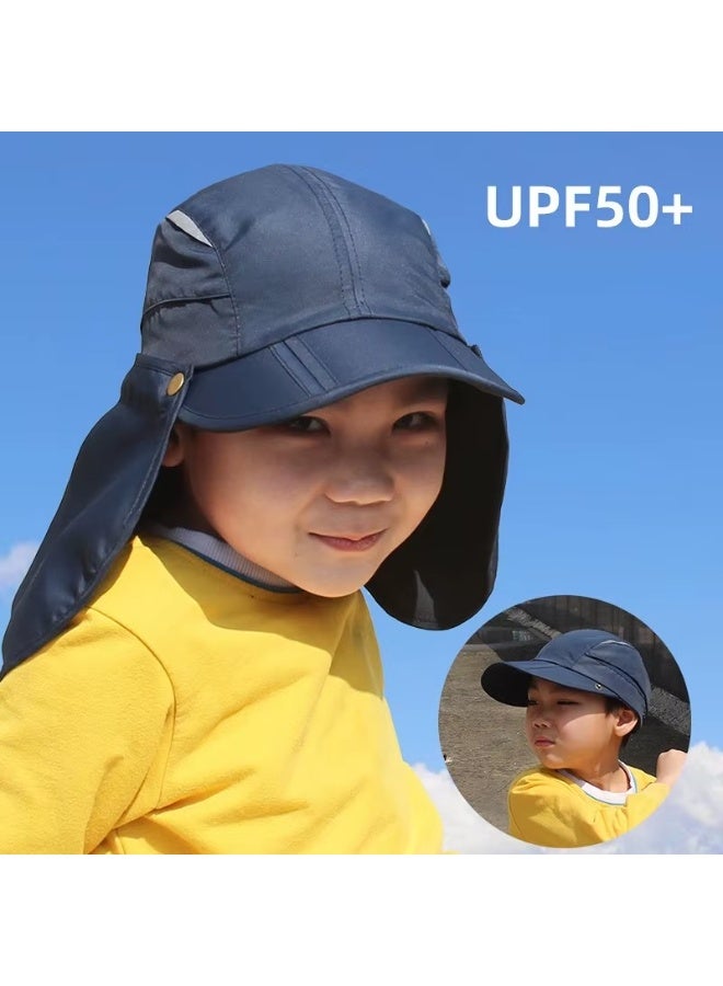 Sun Protection Cap with detachable cape，Boys UPF 50+ Sun Protection Cap Quick Dry Fishing Hat with Neck Flap，for Fishing,Hiking,Safari,Mountaineering ,Outdoor,Dark Blue ﻿  - Image 3