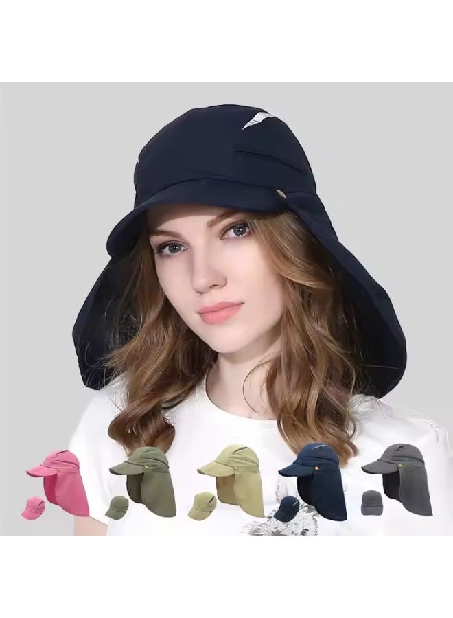 Sun Protection Cap with detachable cape，Boys UPF 50+ Sun Protection Cap Quick Dry Fishing Hat with Neck Flap，for Fishing,Hiking,Safari,Mountaineering ,Outdoor,Dark Blue ﻿  - Image 2