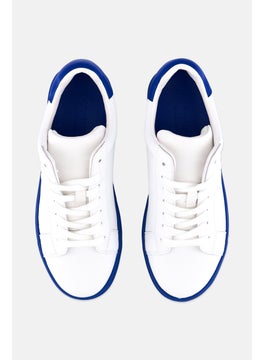 DKNY Women Abeni Arch Lace Up Casual Sneakers, White/Blue  - Image 3