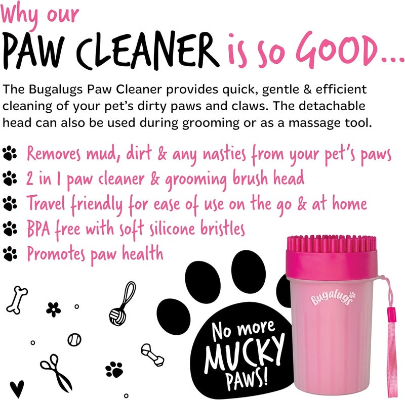 Bugalugs Paw Cleaner Cup For Dogs & Cats Pink - PINK/MEDIUM - Image 4