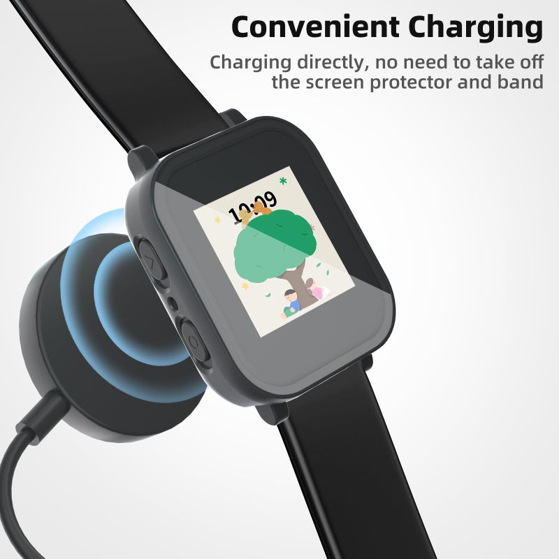 SimpleThings Compatible with Gabb Watch 3e/ 3 Screen Protector, 2Pack HD Clear Tempered Glass Screen Protector & Hard PC Protective Bumper for Boys Girls (Black+Black) - Image 5
