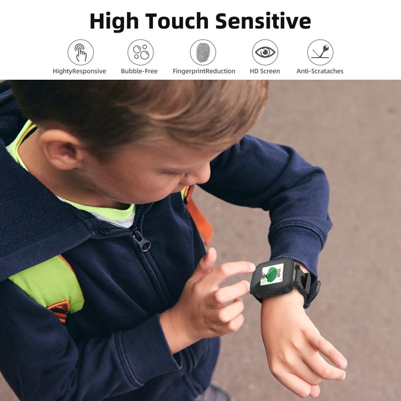 SimpleThings Compatible with Gabb Watch 3e/ 3 Screen Protector, 2Pack HD Clear Tempered Glass Screen Protector & Hard PC Protective Bumper for Boys Girls (Black+Black) - Image 4