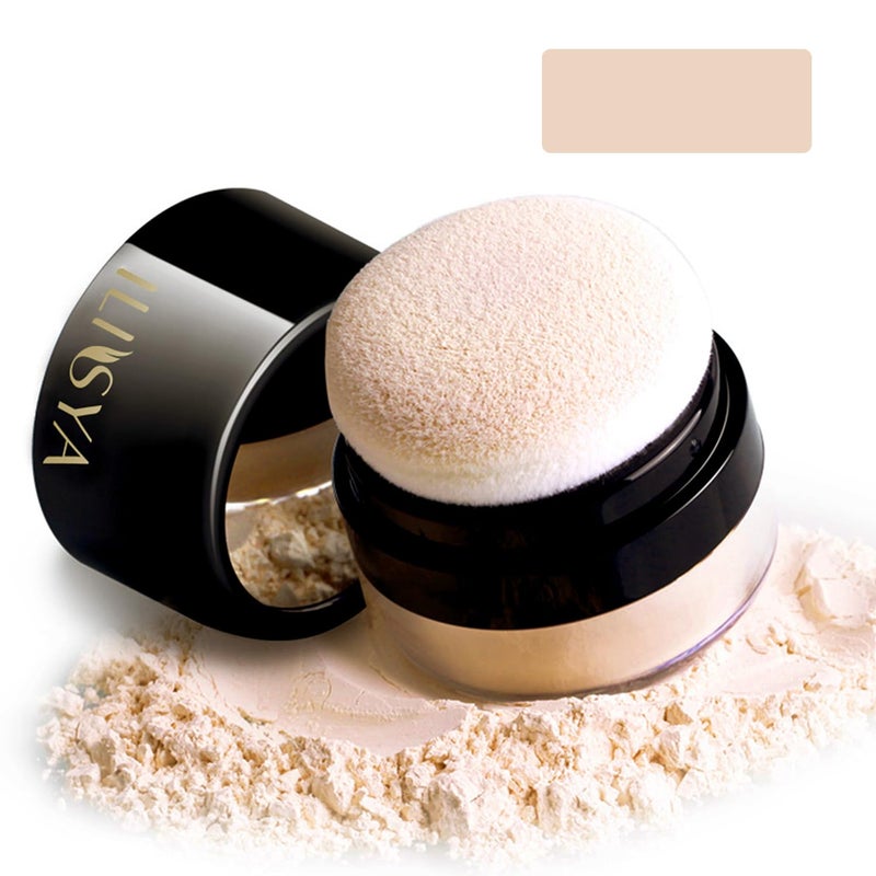 ILISYA ROUSE Setting Powder Lightweight Loose Powder Finishing Powder Long-Lasting Face Powder Waterproof with Soft Mushroom Powder Puff & Mirror, Matte Finish,0.28 Oz (Light Apricot/Translucent) - Image 1