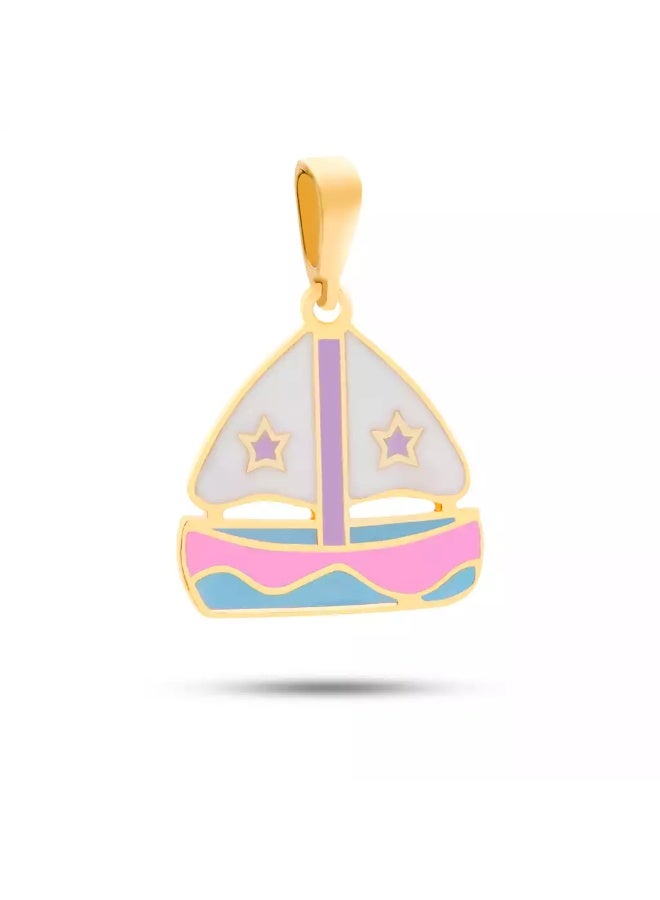 روبي آرت الذهب قلادة من الذهب الخالص عيار 18 قيراطًا مرصعة بالياقوت للبنات - 1.16 جرام - Image 1